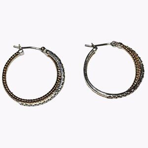 Elegant Gold Tone Rhinestone Braid Hoop Earrings Minimalist Fashion Jewelry